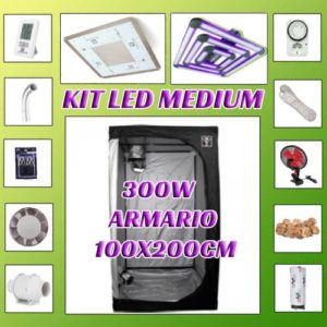 Kit de cultivo medium 300w con armario de 100x100x200w