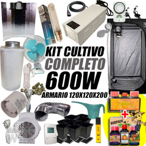 KIT COMPLETO ARMARIO GROW TENT 120x120x200cm + 600W